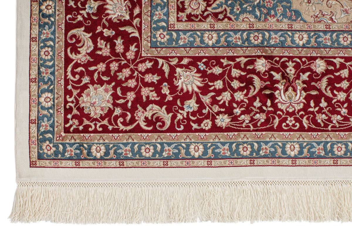 6x9 Ivory and Red Turkish Antep Rug