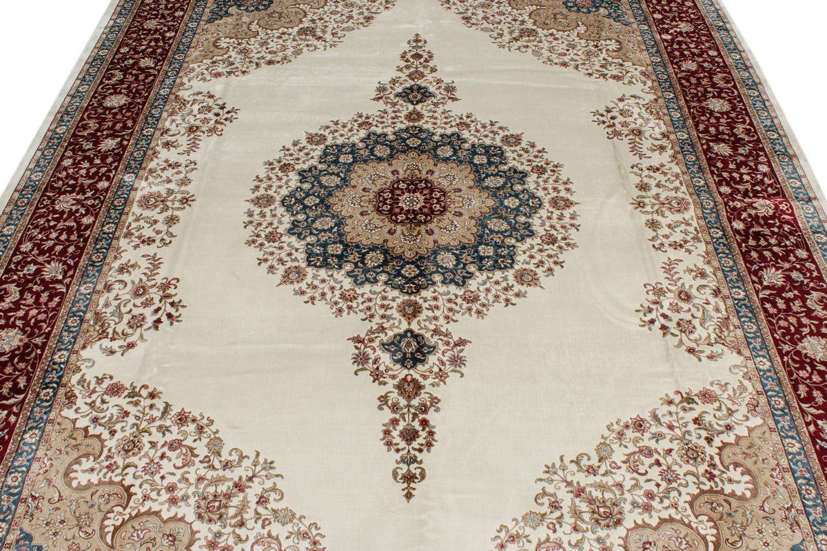6x9 Ivory and Red Turkish Antep Rug
