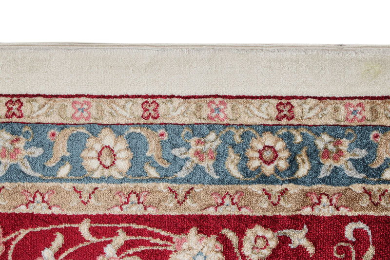 6x9 Ivory and Red Turkish Antep Rug