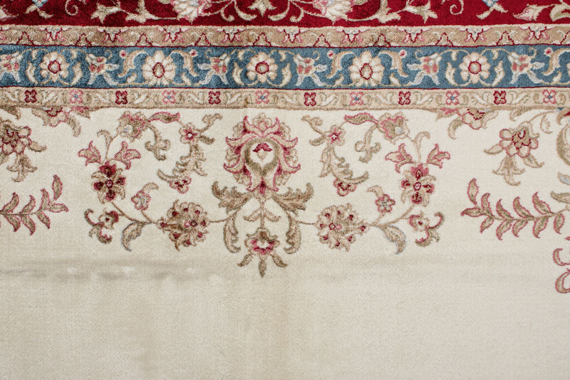 6x9 Ivory and Red Turkish Antep Rug