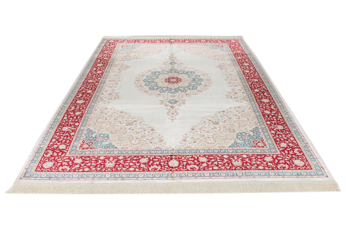 6x9 Ivory and Red Turkish Antep Rug