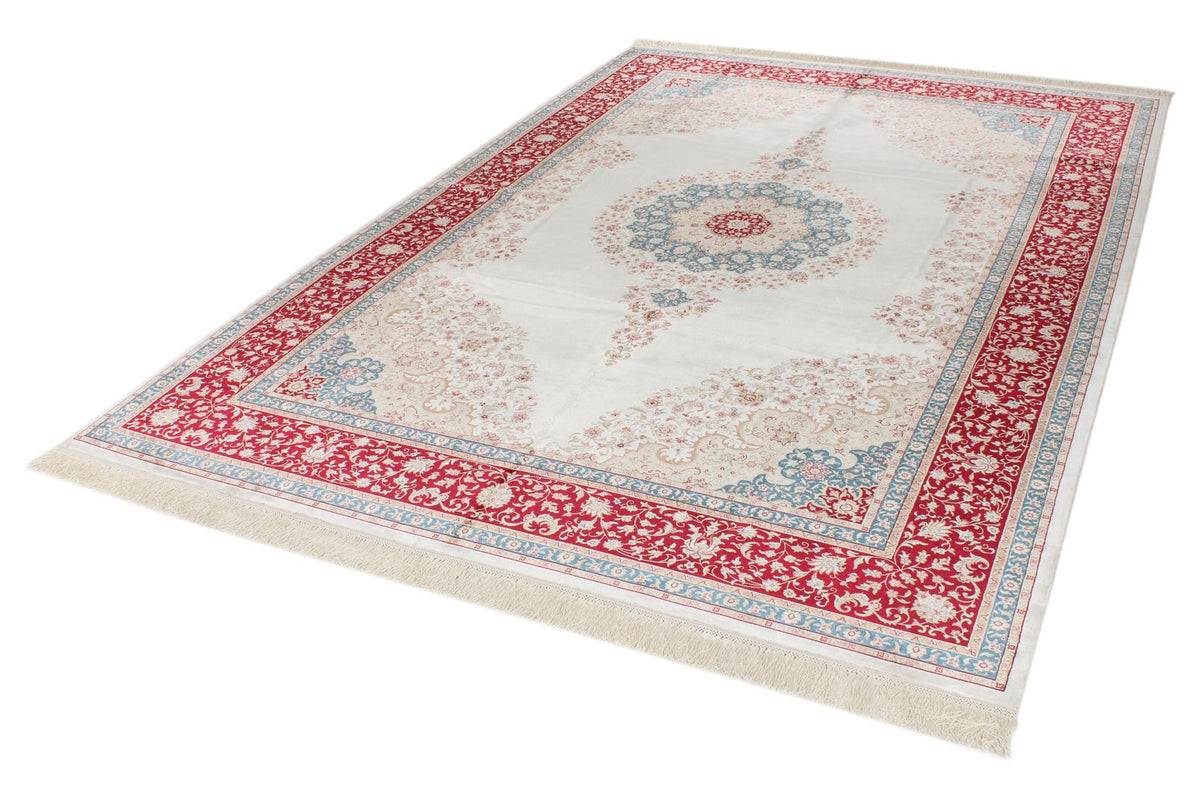 6x9 Ivory and Red Turkish Antep Rug