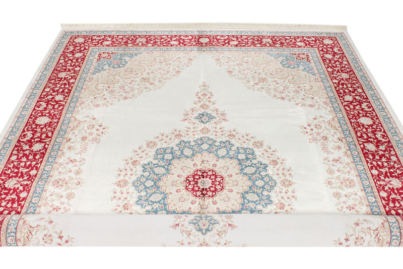 6x9 Ivory and Red Turkish Antep Rug