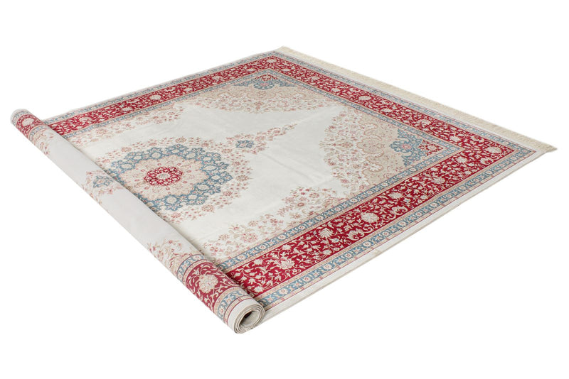 6x9 Ivory and Red Turkish Antep Rug