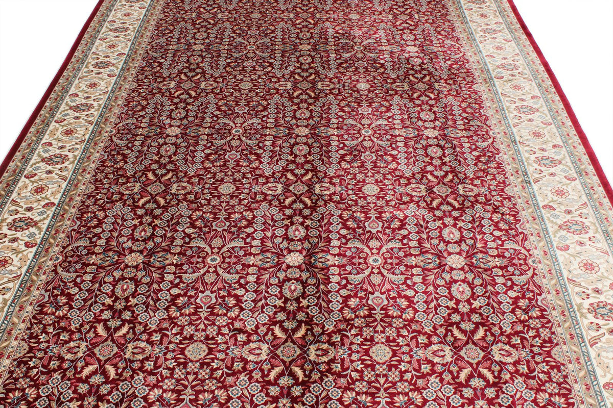 7x10 Ivory and Red Turkish Antep Rug