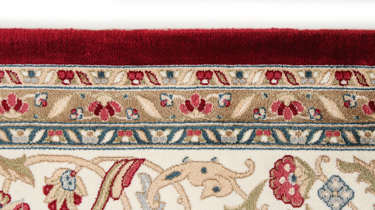 7x10 Ivory and Red Turkish Antep Rug