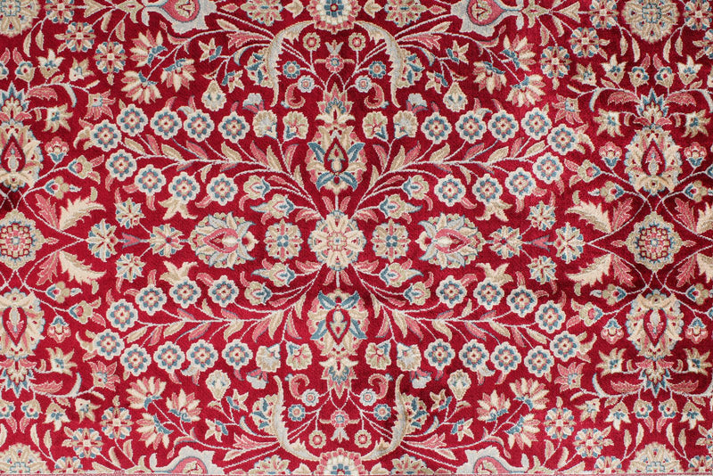 7x10 Ivory and Red Turkish Antep Rug