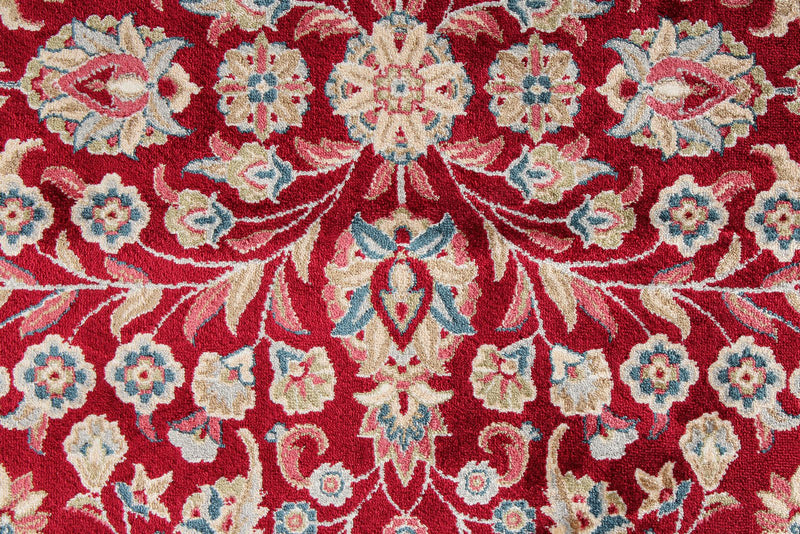 7x10 Ivory and Red Turkish Antep Rug