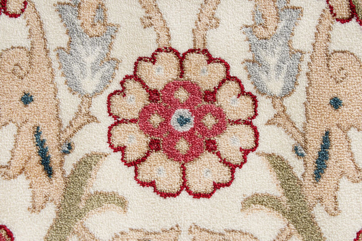 7x10 Ivory and Red Turkish Antep Rug