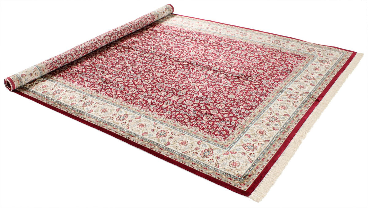 7x10 Ivory and Red Turkish Antep Rug