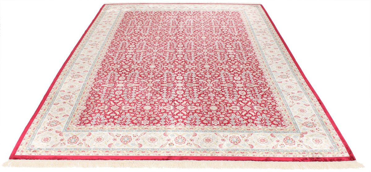 7x10 Ivory and Red Turkish Antep Rug