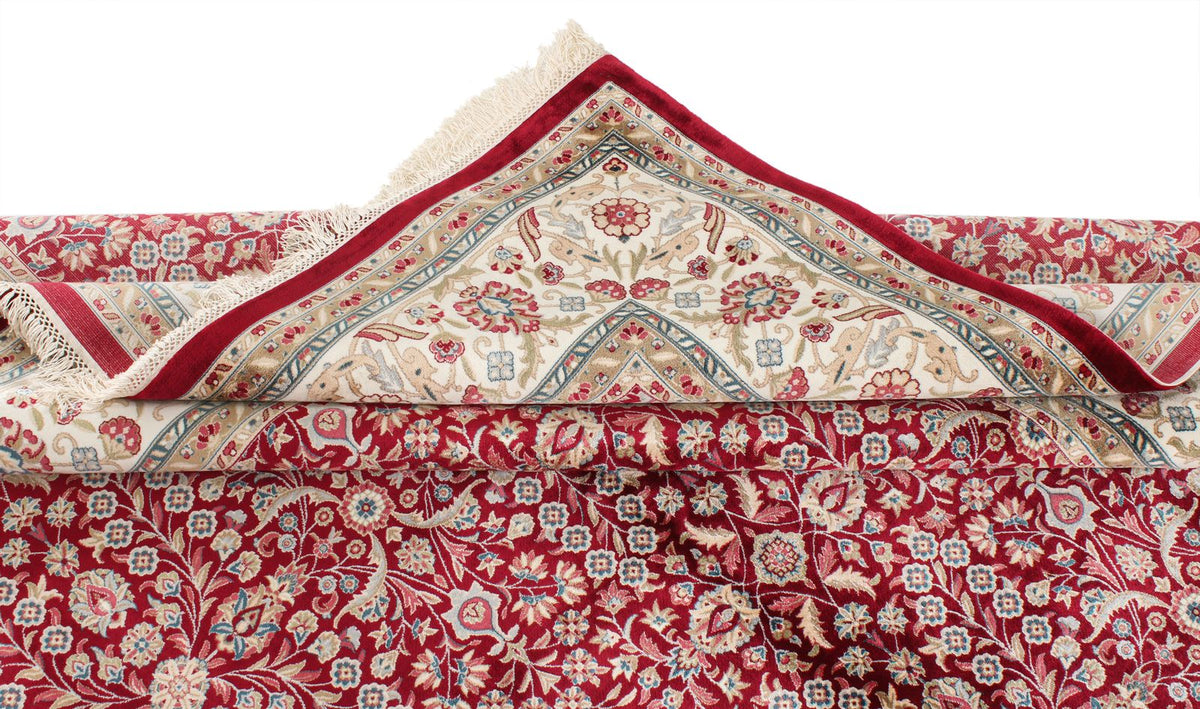 7x10 Ivory and Red Turkish Antep Rug
