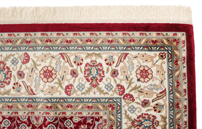 7x10 Ivory and Red Turkish Antep Rug