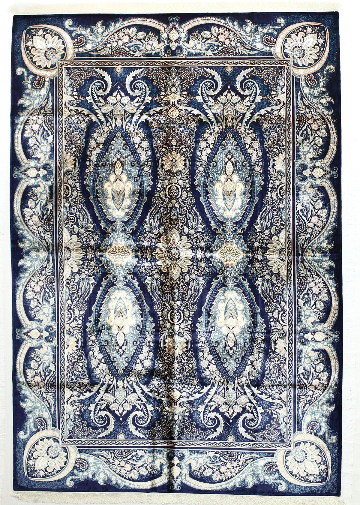 7x10 Navy and Ivory Turkish Antep Rug