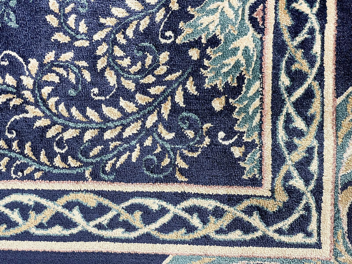 7x10 Navy and Ivory Turkish Antep Rug
