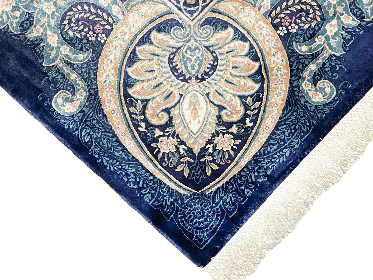 7x10 Navy and Ivory Turkish Antep Rug