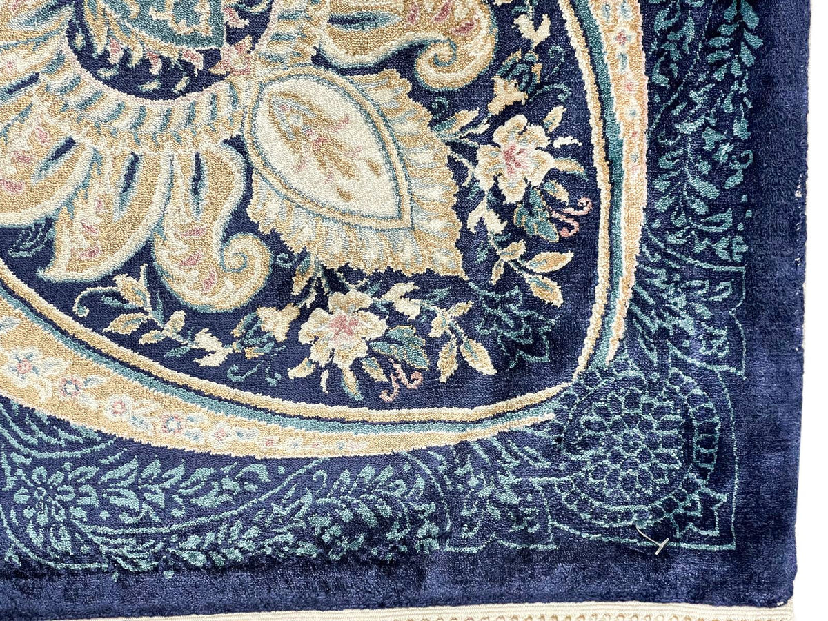 7x10 Navy and Ivory Turkish Antep Rug