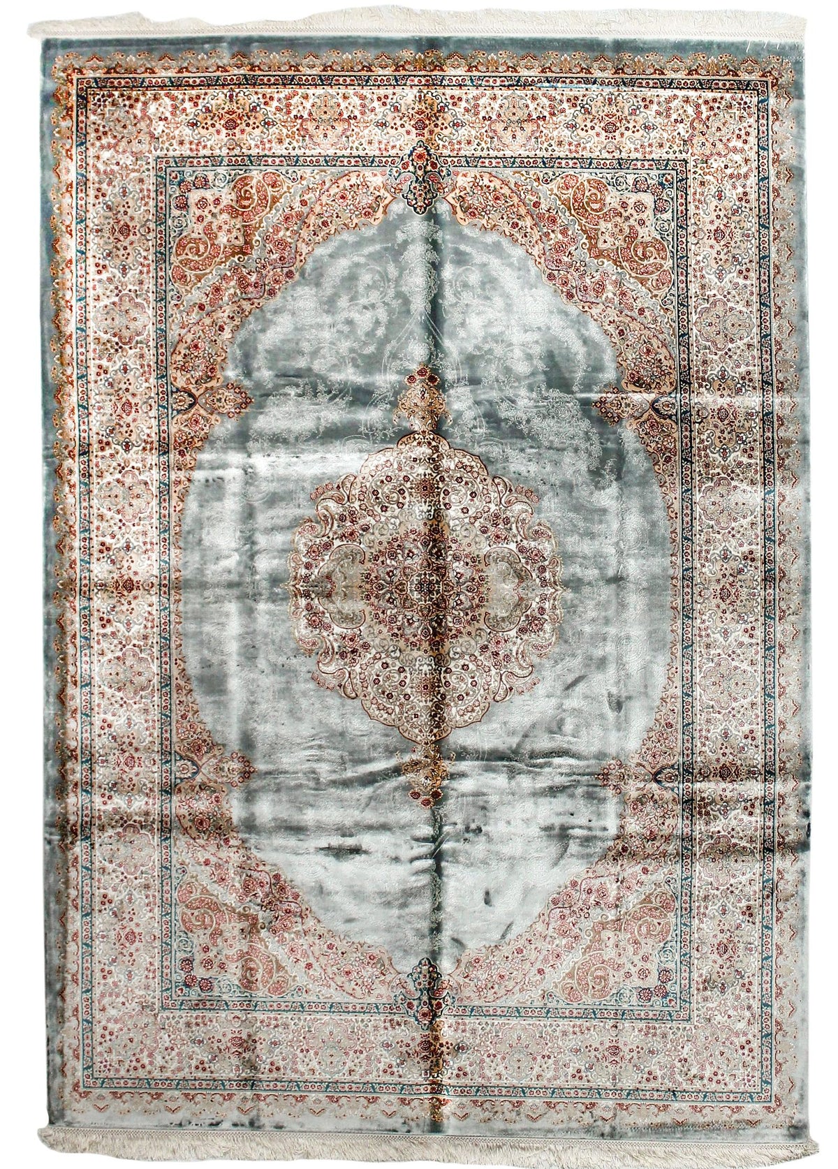 6x8 Blue and Ivory Turkish Antep Rug