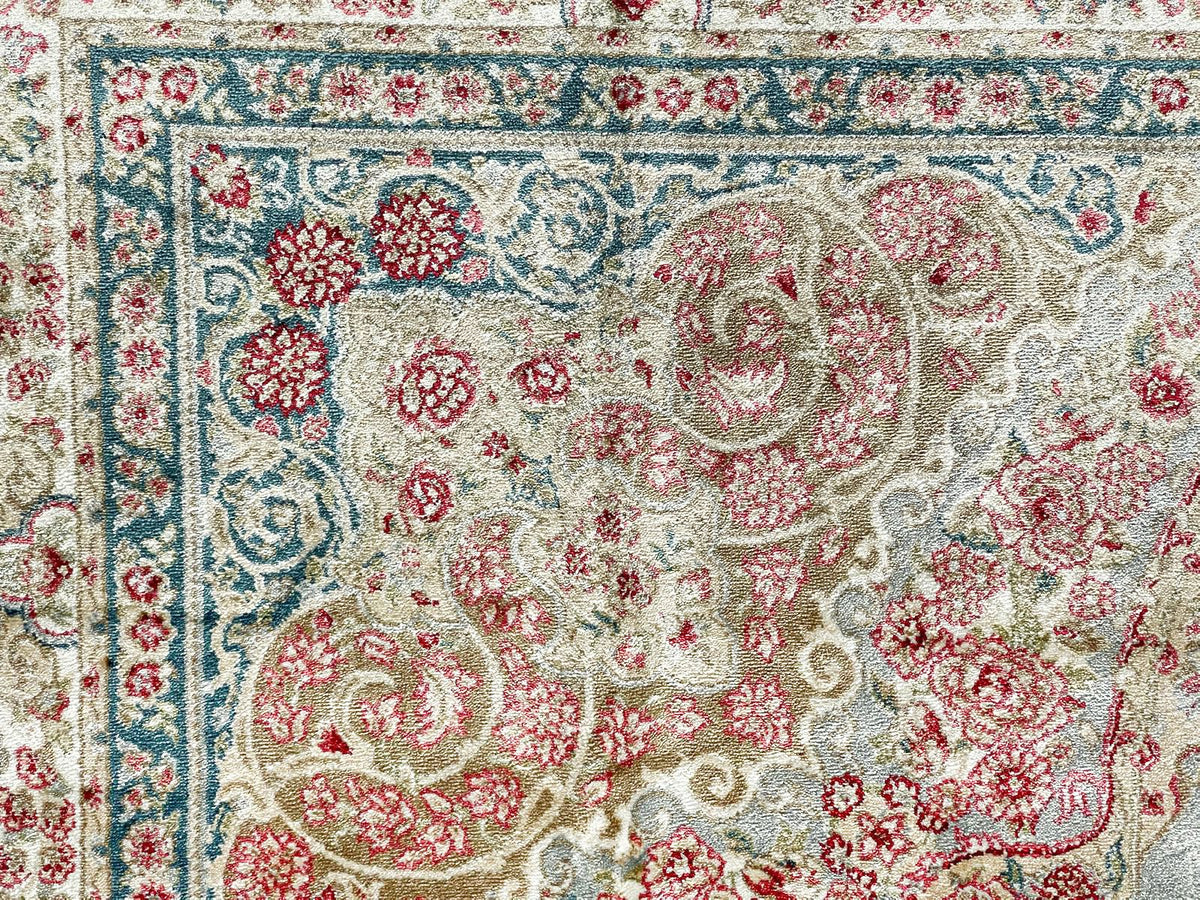 6x8 Blue and Ivory Turkish Antep Rug