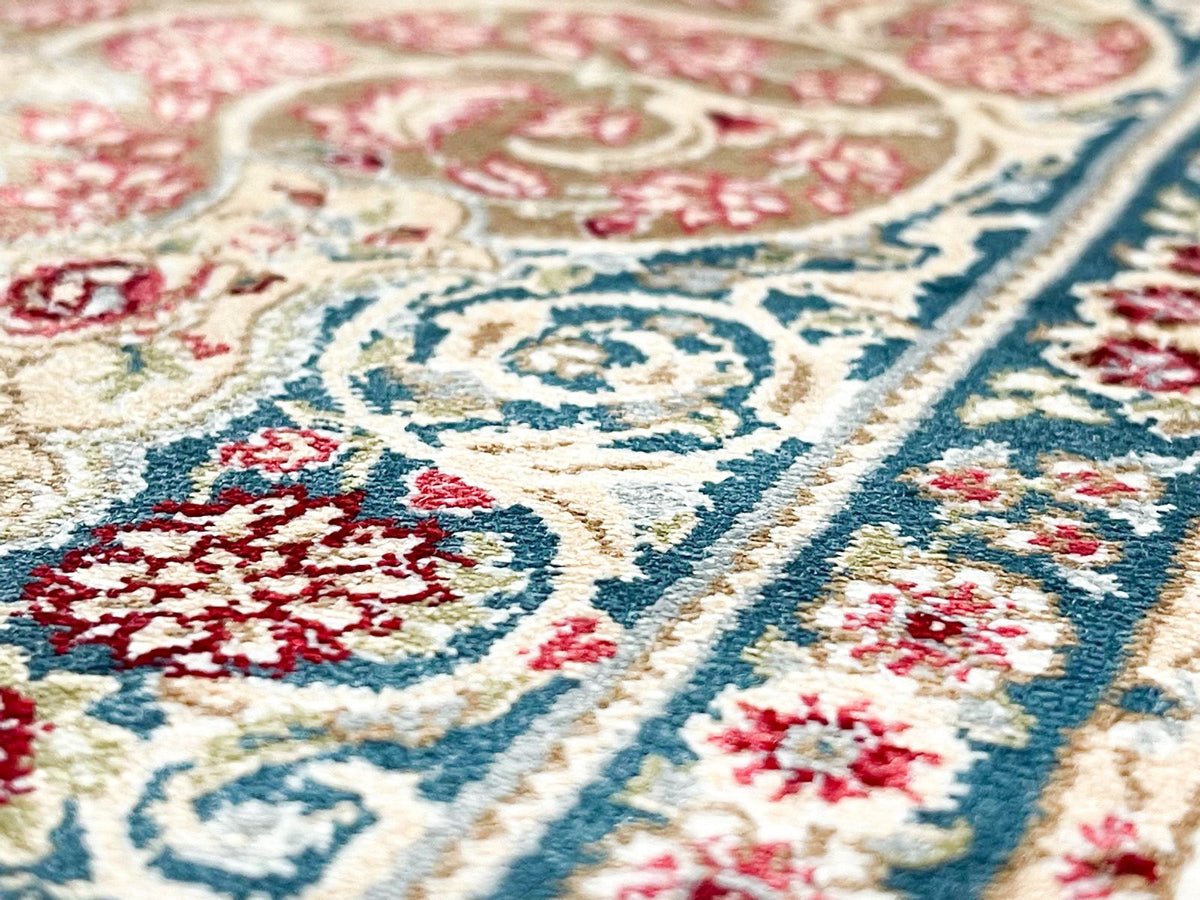 6x8 Blue and Ivory Turkish Antep Rug
