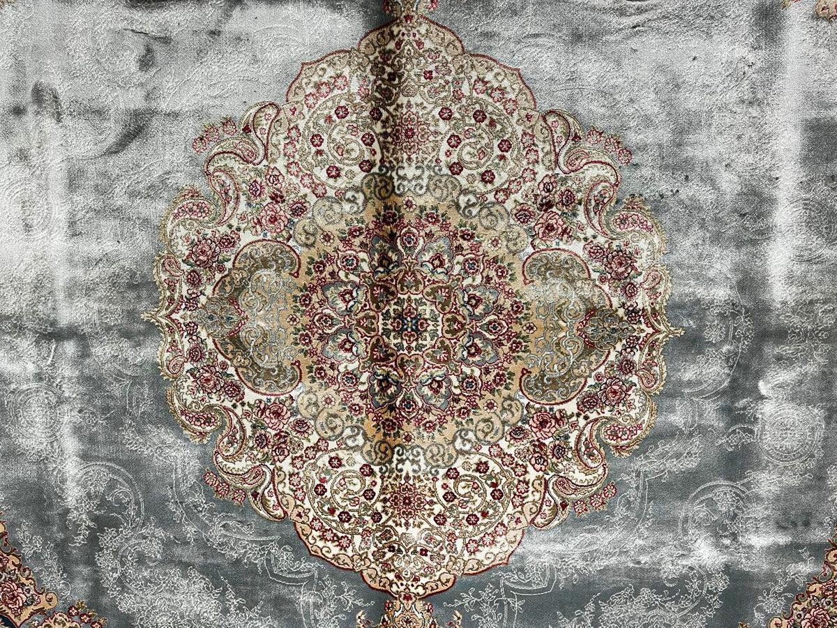 6x8 Blue and Ivory Turkish Antep Rug