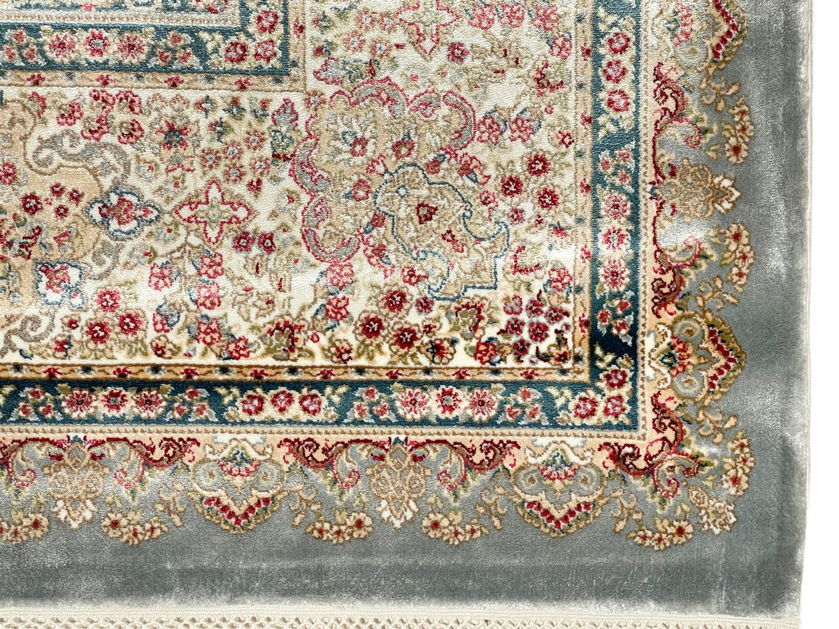 6x8 Blue and Ivory Turkish Antep Rug