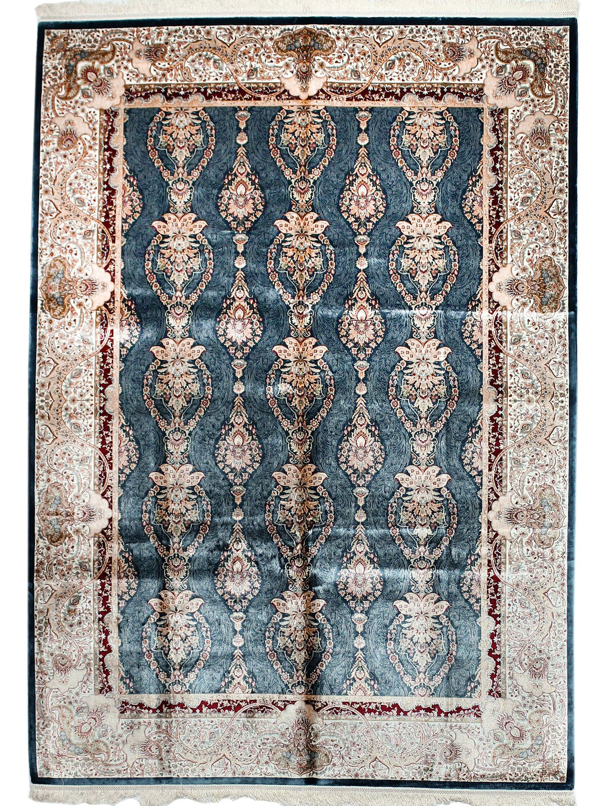 6x8 Blue and Ivory Turkish Antep Rug