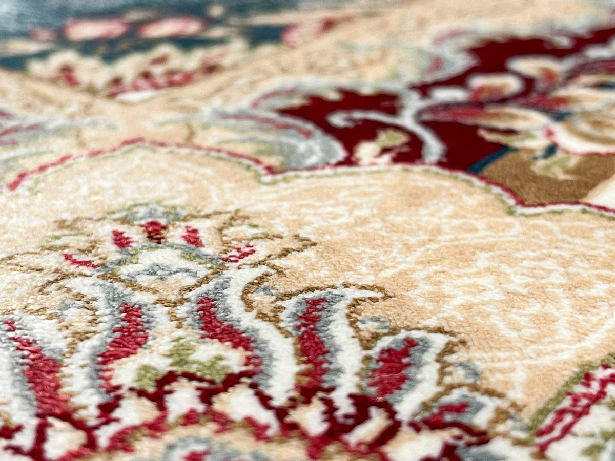 6x8 Blue and Ivory Turkish Antep Rug