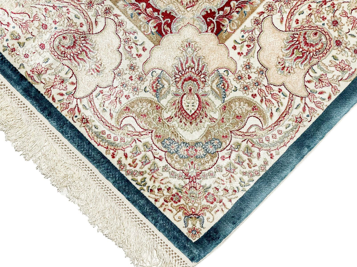 6x8 Blue and Ivory Turkish Antep Rug