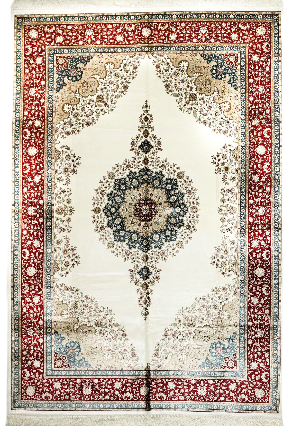 6x8 Ivory and Red Turkish Antep Rug