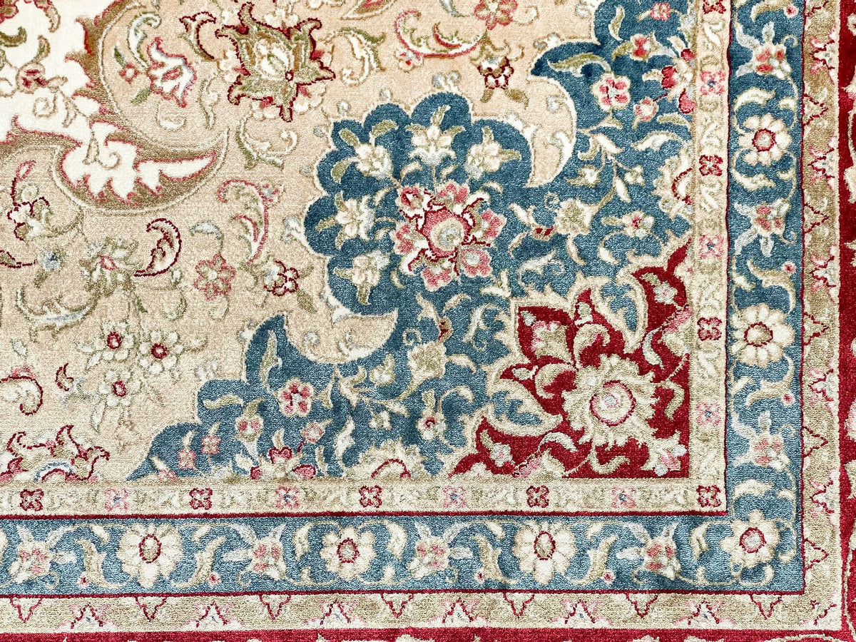 6x8 Ivory and Red Turkish Antep Rug