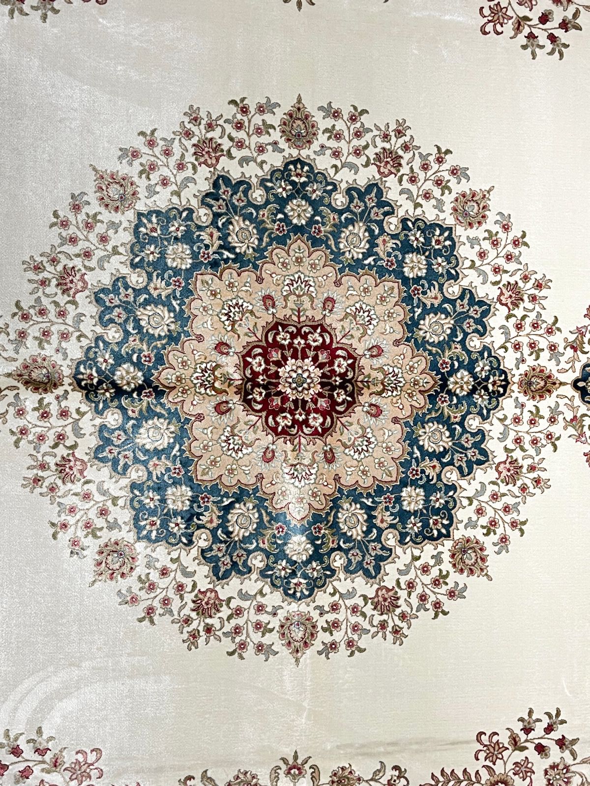 6x8 Ivory and Red Turkish Antep Rug