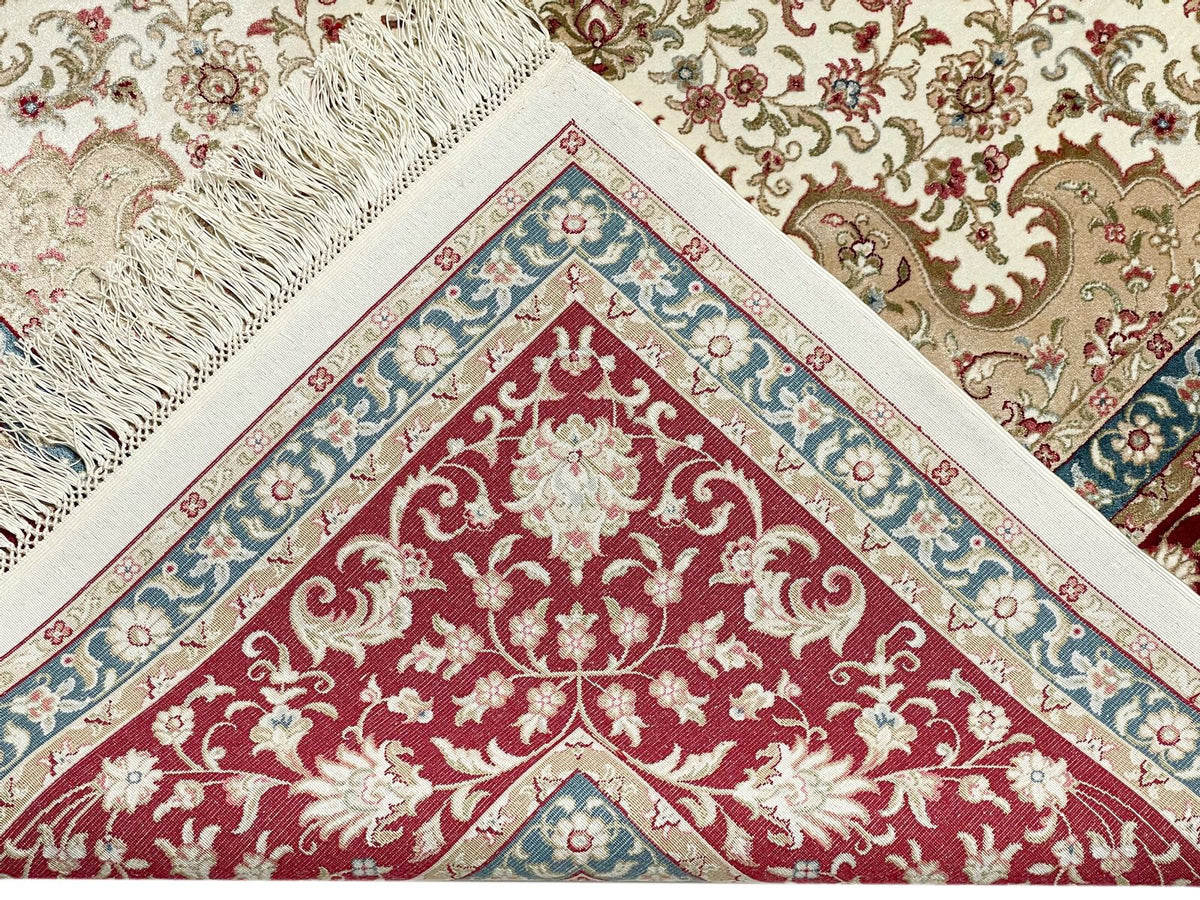 6x8 Ivory and Red Turkish Antep Rug