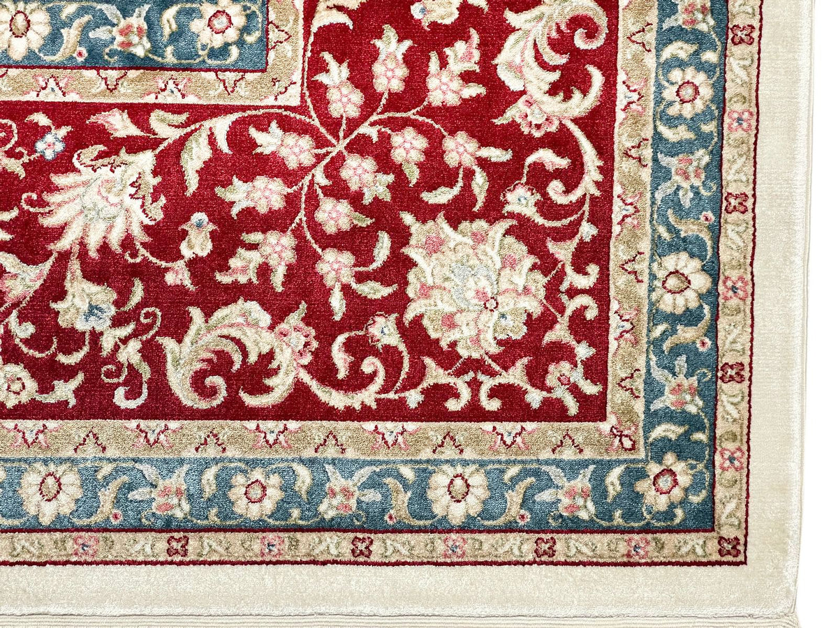 6x8 Ivory and Red Turkish Antep Rug