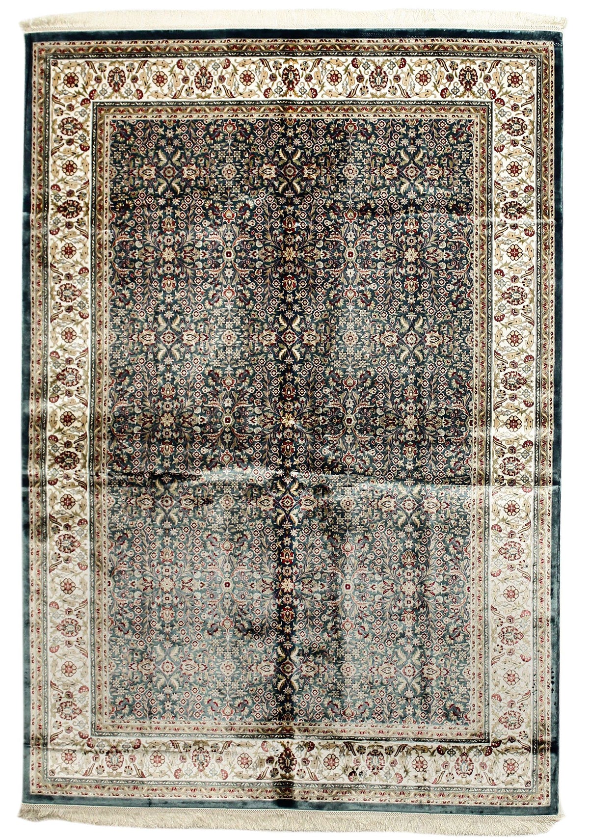 6x8 Blue amd Ivory Turkish Antep Rug
