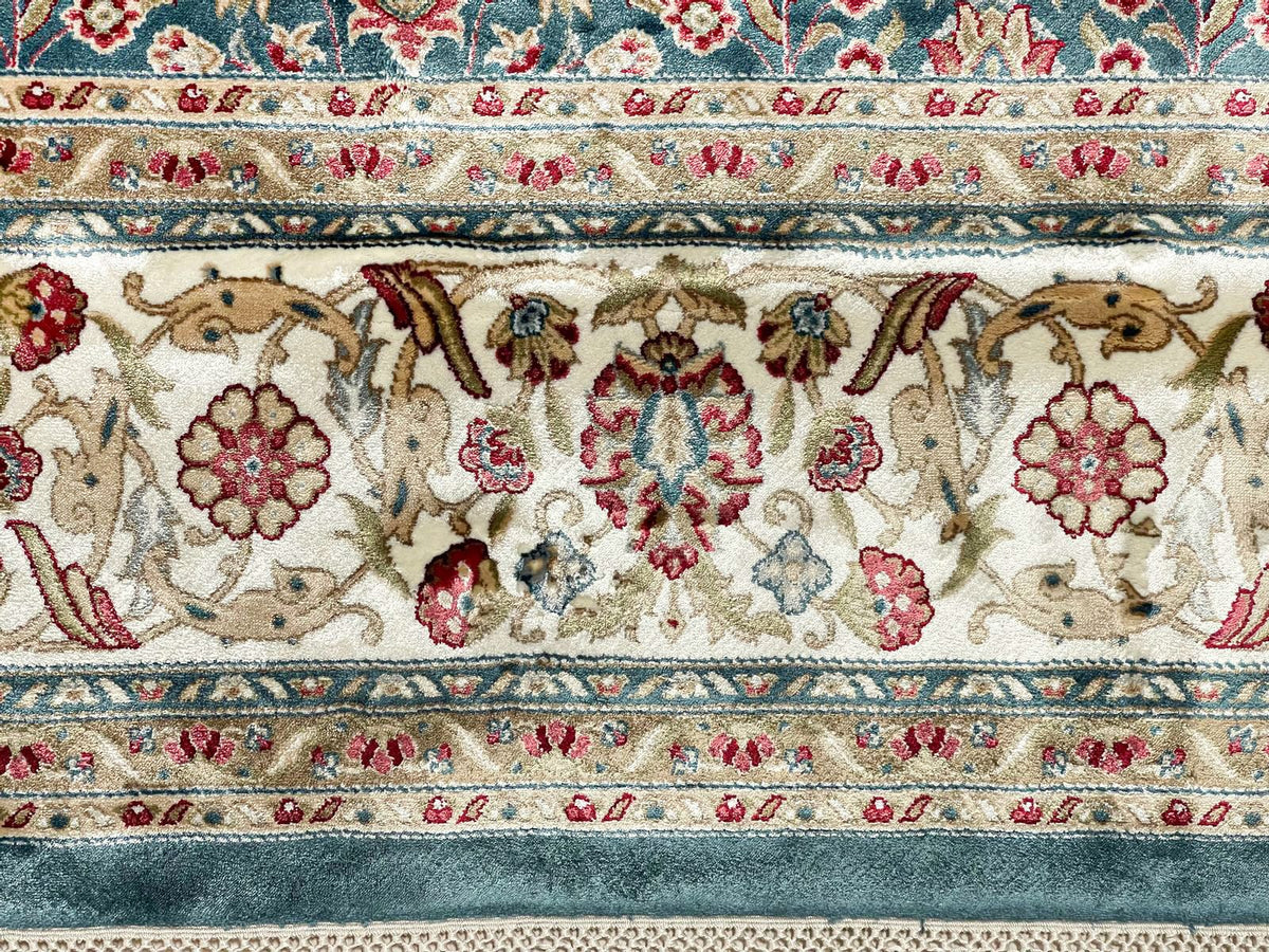 6x8 Blue amd Ivory Turkish Antep Rug