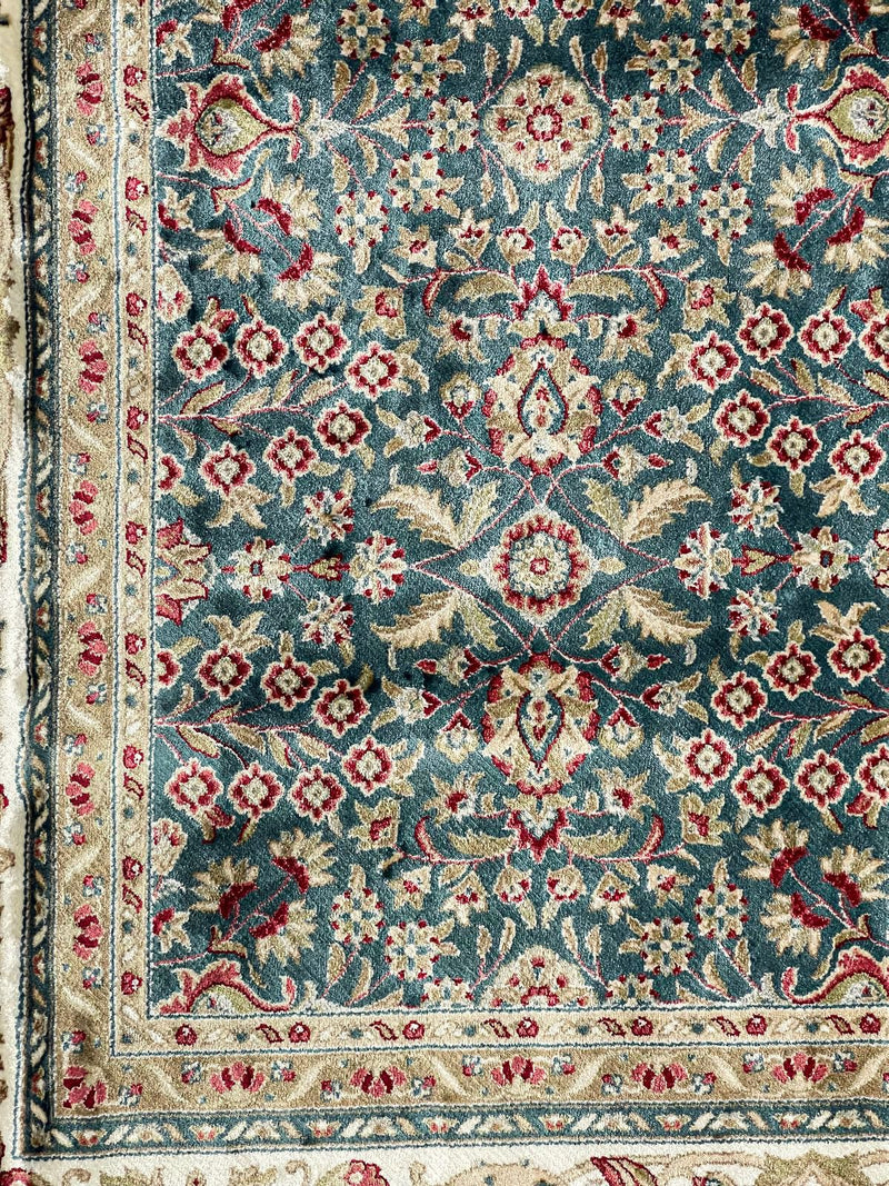 6x8 Blue amd Ivory Turkish Antep Rug