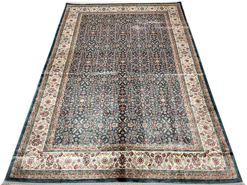 6x8 Blue amd Ivory Turkish Antep Rug