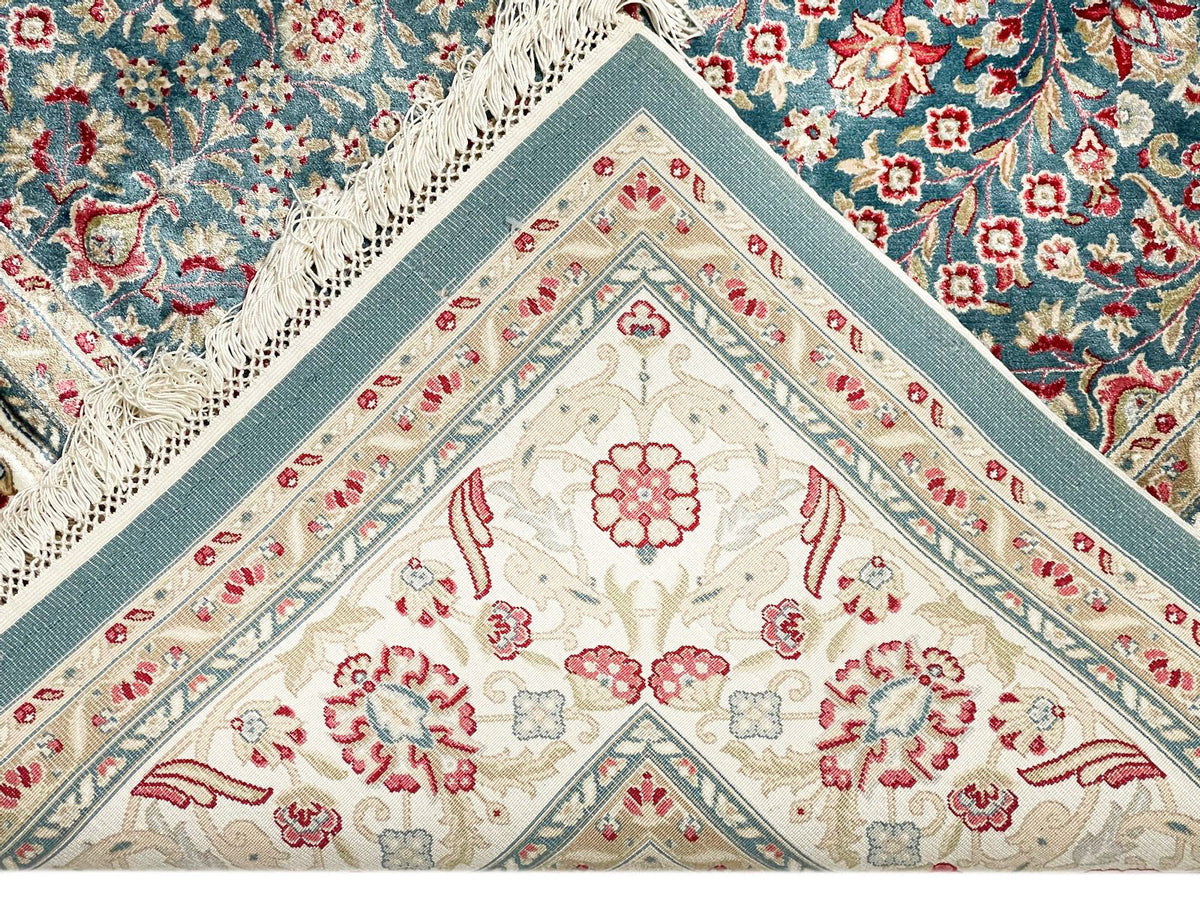 6x8 Blue amd Ivory Turkish Antep Rug