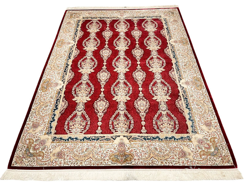 6x9 Red and Ivory Turkish Antep Rug
