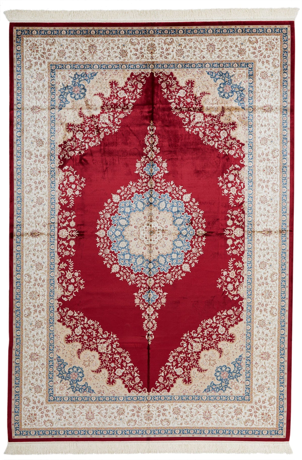 7x10 Red and Ivory Turkish Antep Rug
