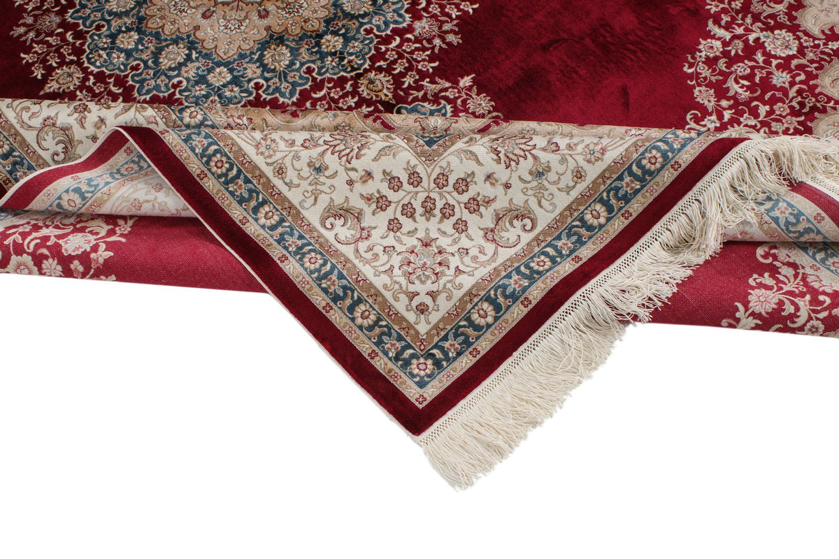 7x10 Red and Ivory Turkish Antep Rug