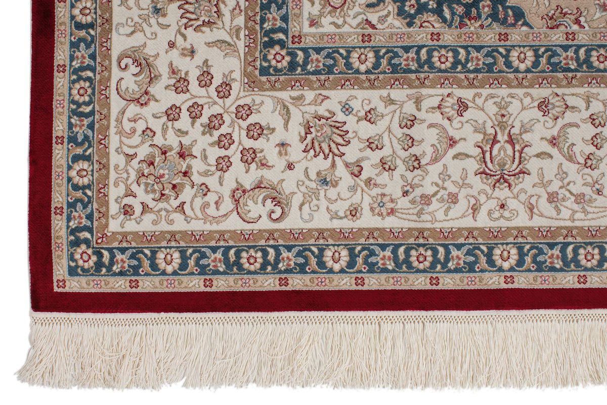 7x10 Red and Ivory Turkish Antep Rug