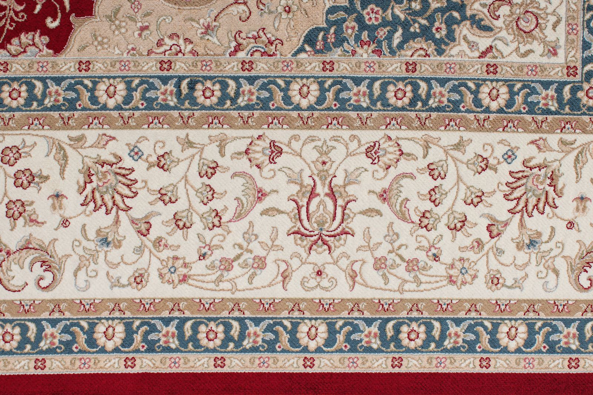 7x10 Red and Ivory Turkish Antep Rug