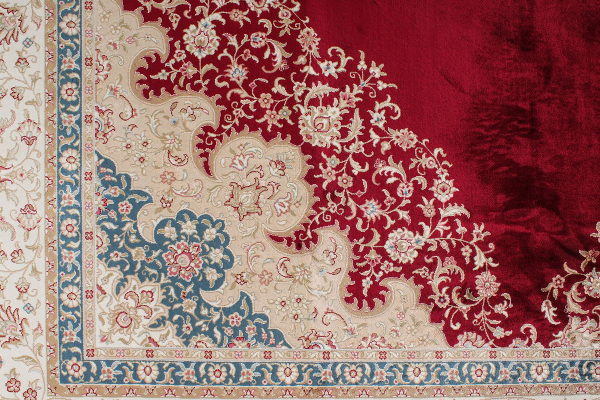 7x10 Red and Ivory Turkish Antep Rug