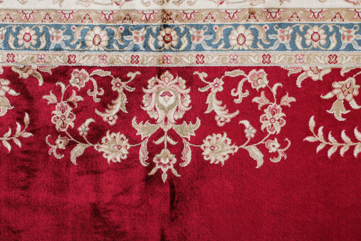 7x10 Red and Ivory Turkish Antep Rug