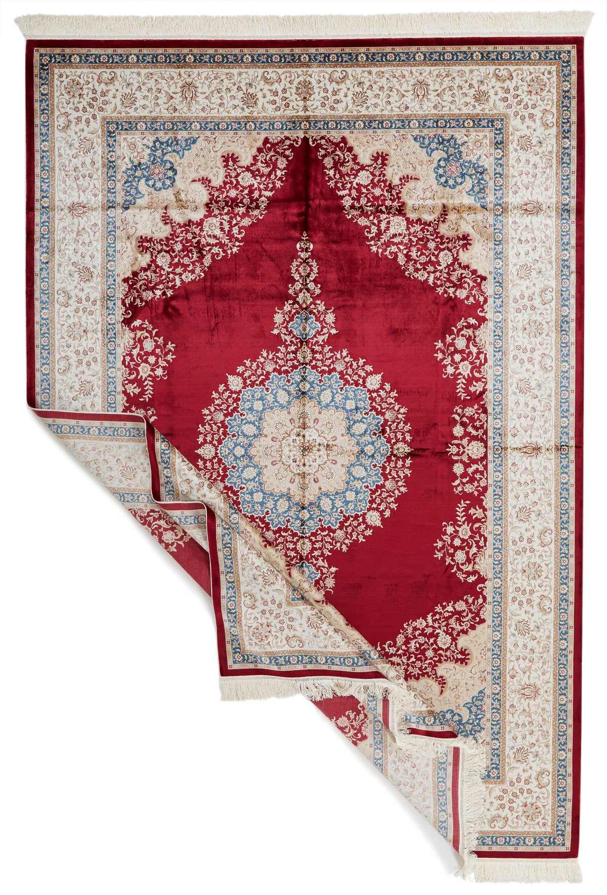 7x10 Red and Ivory Turkish Antep Rug