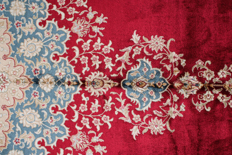 7x10 Red and Ivory Turkish Antep Rug