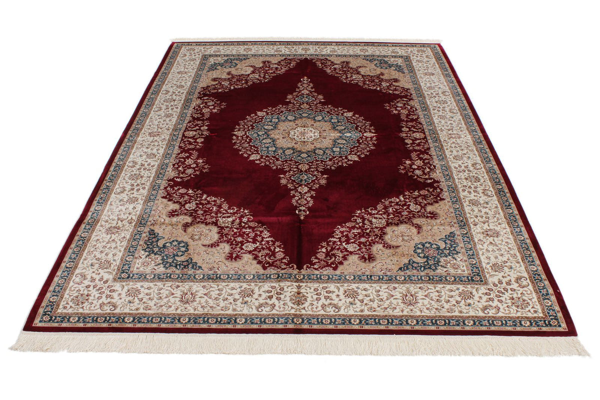 7x10 Red and Ivory Turkish Antep Rug