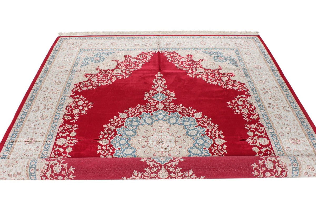 7x10 Red and Ivory Turkish Antep Rug